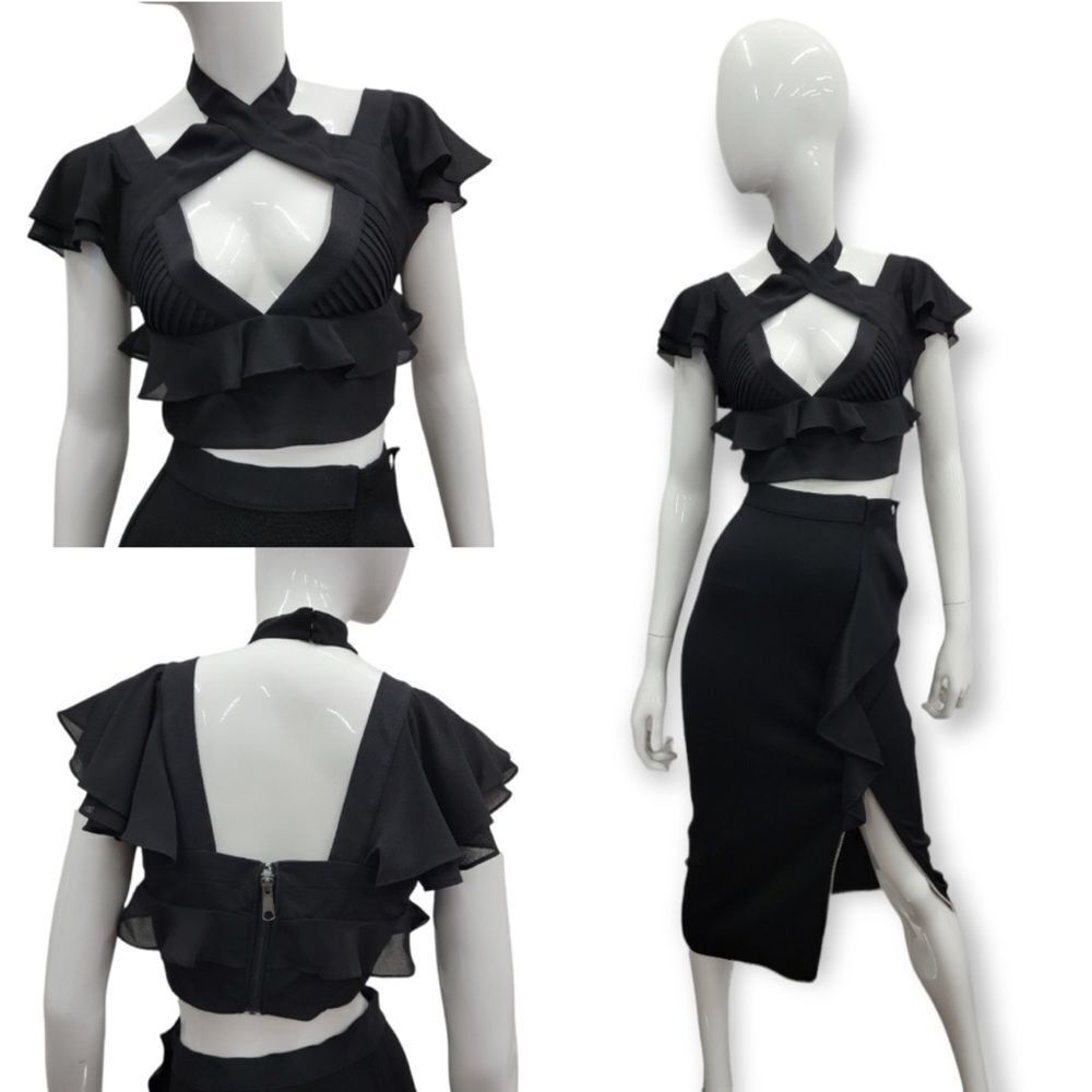 Nasty Gal Black Flutter Top w/ Back Zipper
